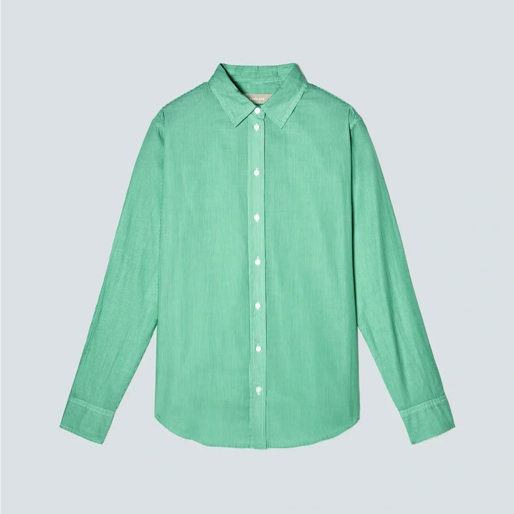 Everlane The Silky Cotton Relaxed Shirt In Mint - Picture 6 of 6